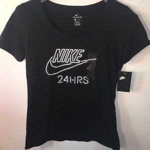 Nike Tee Big Logo Nike 24 HRs Black Women’s New